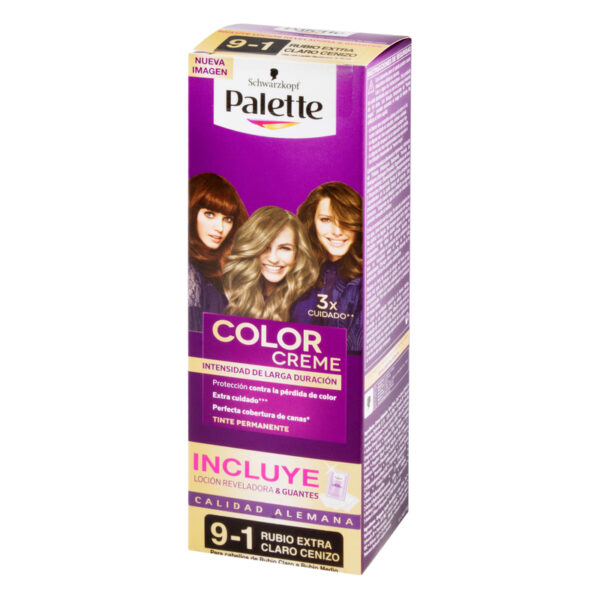 Palette Color Crema Tubo 9-1 Rubio Extra Claro Cenizo Gratis Oxigenta