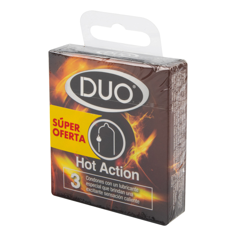 Preservativo Duo Hot Action 3 Unidades Super Oferta