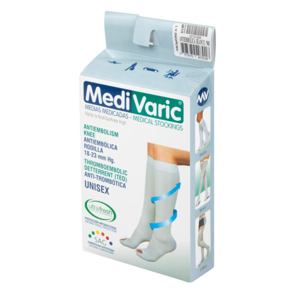 Media Medivaric Antiembolicas Talla M Rodilla Color Blanco Nti