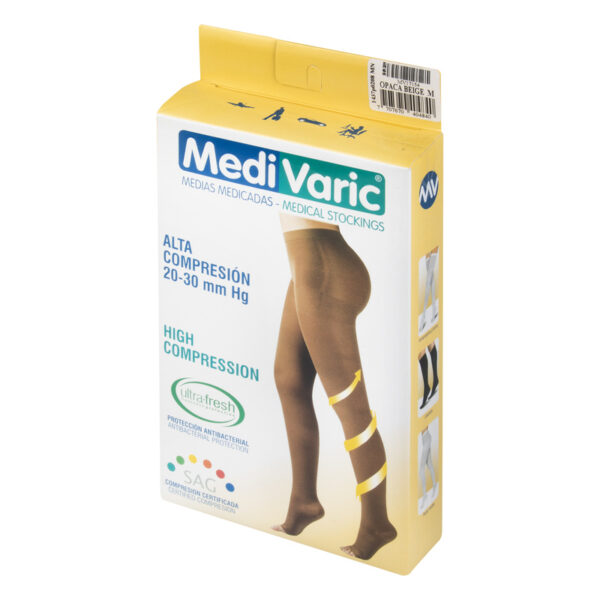 Media Medivaric Hasta la Cadera Talla M Beige Alta Compresion Nti