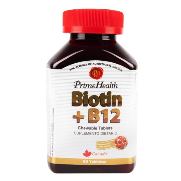 B12 + Biotina Masticable 60 Tabletas Prime H Nti