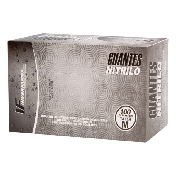 Guante Nitrilo Negro Inverfarma Talla M 100 Unidades