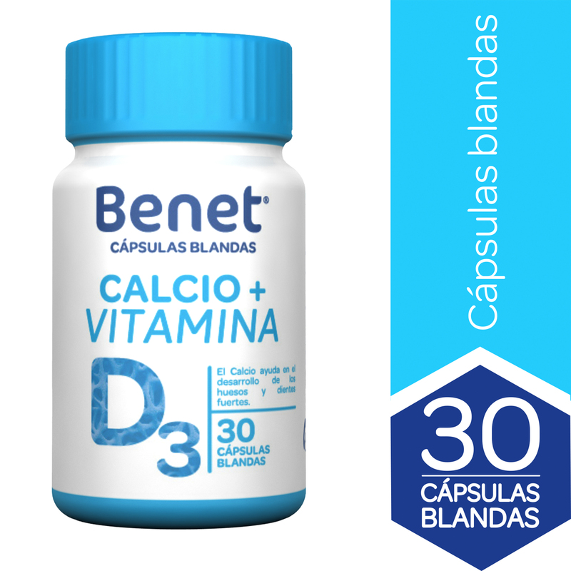 Benet Calcio+ Vitamina D3 30 Capsulas Blandas