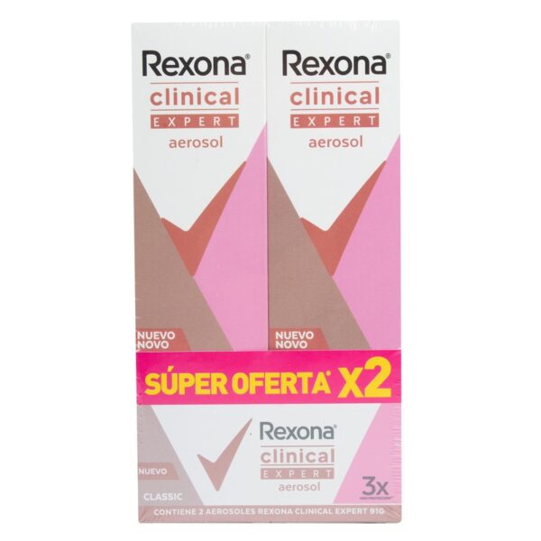 2 Desodorante Rexona Aerosol Clinical Class Exper 91gr Mujer