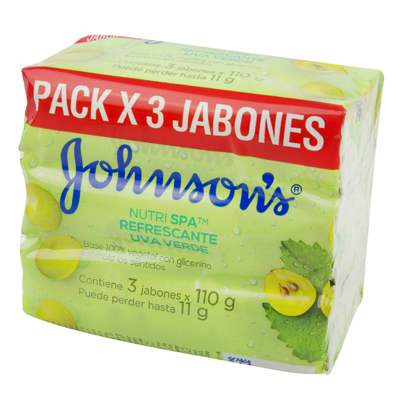 3 Jabon Johnson y Johnson Adulto Uva Verde 110 Gr