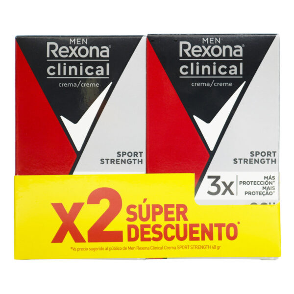2 Desodorante Rexona Clinical Sport Crema 48 gr Super Oferta