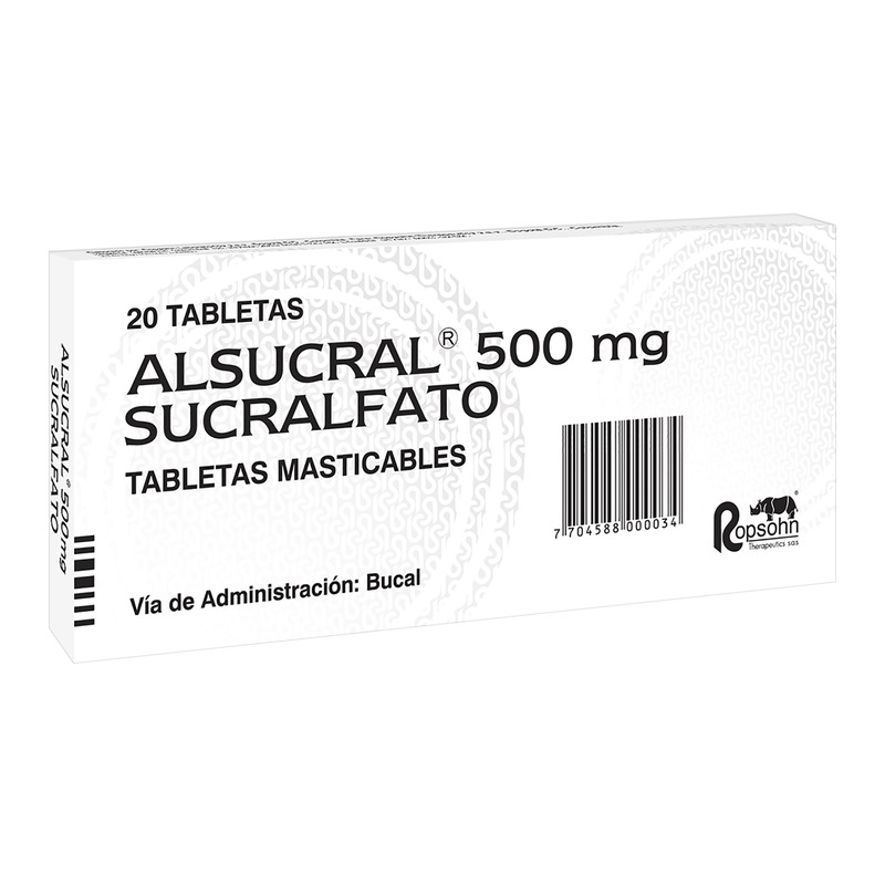 Alsucral 500 Mg Masticable 20 Tabletas