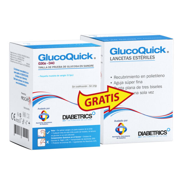Tiras Reactivas Glucoquick 50 Unidades Gratis Lancetas 50 Unidades
