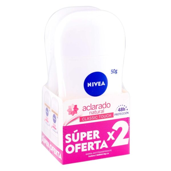 2 Desodorante Nivea Barra Aclarado Natural 50 G