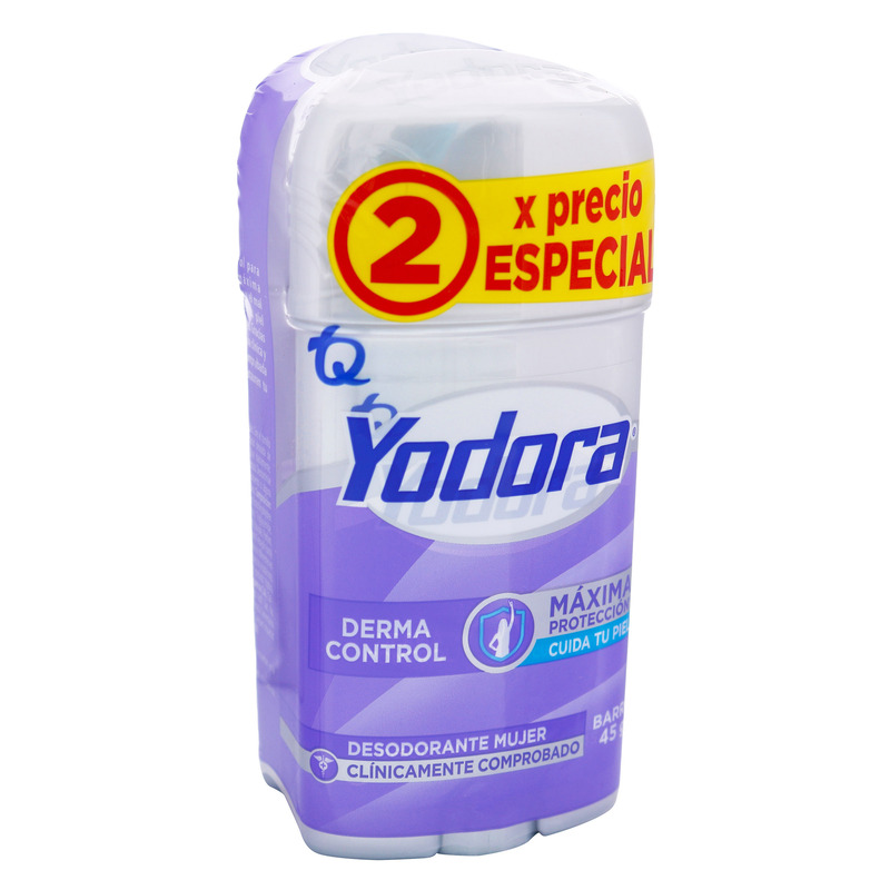 2 Desodorante Yodora Barra Derma Control 45 G Precio Especial Mujer