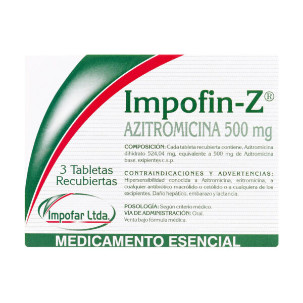 Impofin-Z Azitromicina 500 Mg 3 tabletas Recubiertas