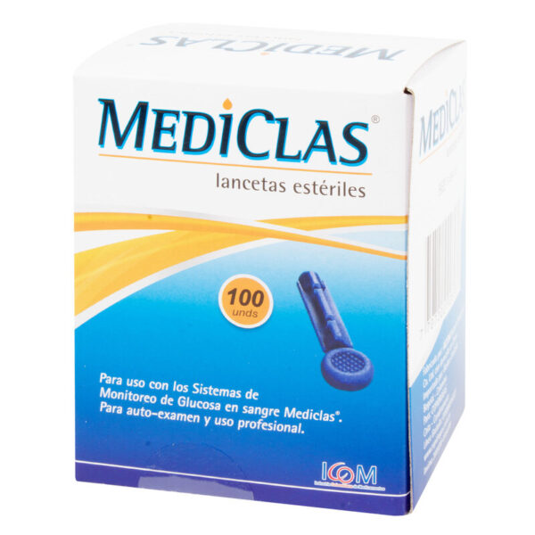Lancetas Glucometria Mediclas 100 Unidades Icom