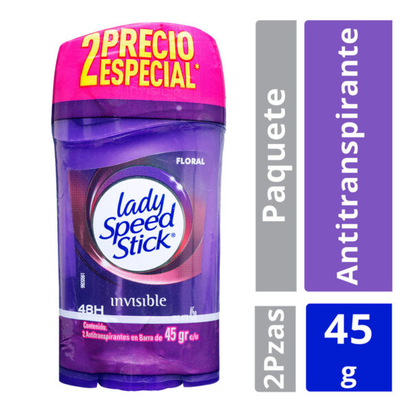2 Desodorante Lady Barra Invisible Floral 45 gr Mujer Precio Especial