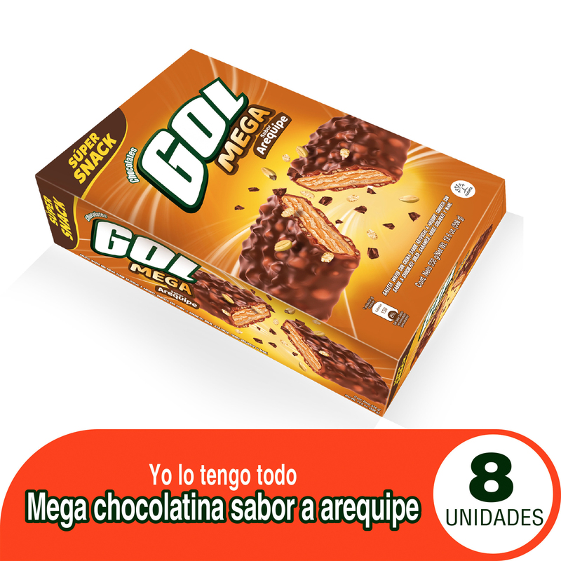 Chocolatina Gol Mega Arequipe 8 Unidades