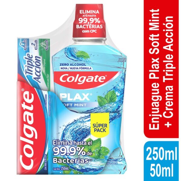 Enjuague Bucal Colgate Plax 250 Ml + Crema 50 Ml