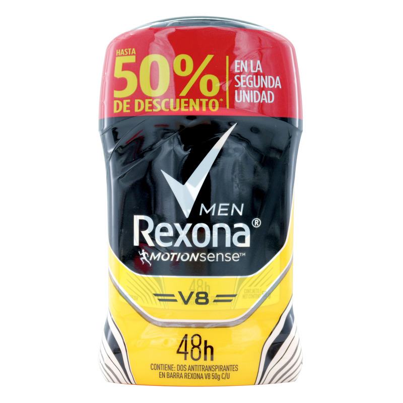 2 Desodorante Rexona Barra Men V8 50 Gr Super Oferta Hombre