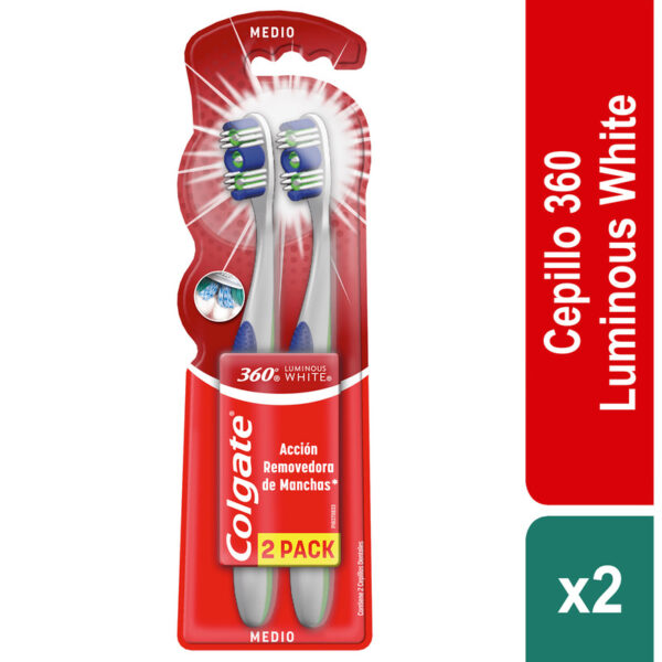 Cepillo Colgate 360 Luminous Medio 2 x 1