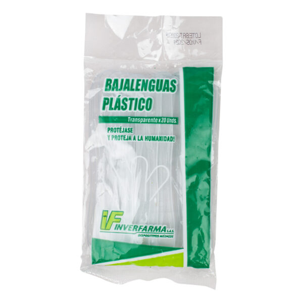 Bajalenguas De Plastico Adultos Transparente 20 Unidades Individual