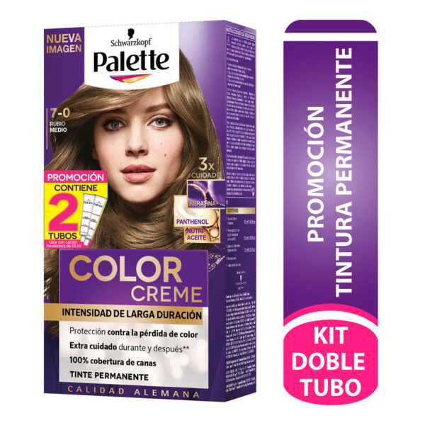 Palette Color Cre Kit 7-0 Rubio Mediano + Doble Tubo