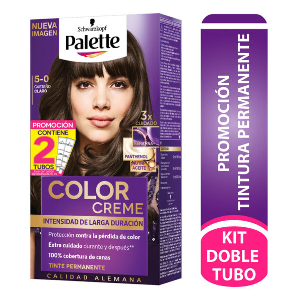 Palette Color Cre Kit 5-0 Castaño Claro + Doble Tubo