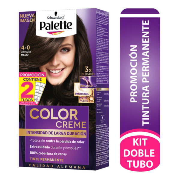 Palette Color Cre Kit 4-0 Castaño Medio + Doble Tubo