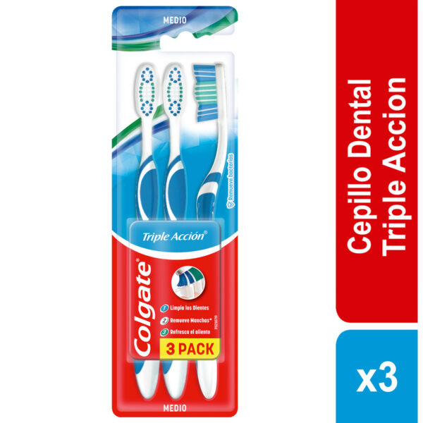 3 Cepillos Colgate Triple Accion Medio Empaque Economico