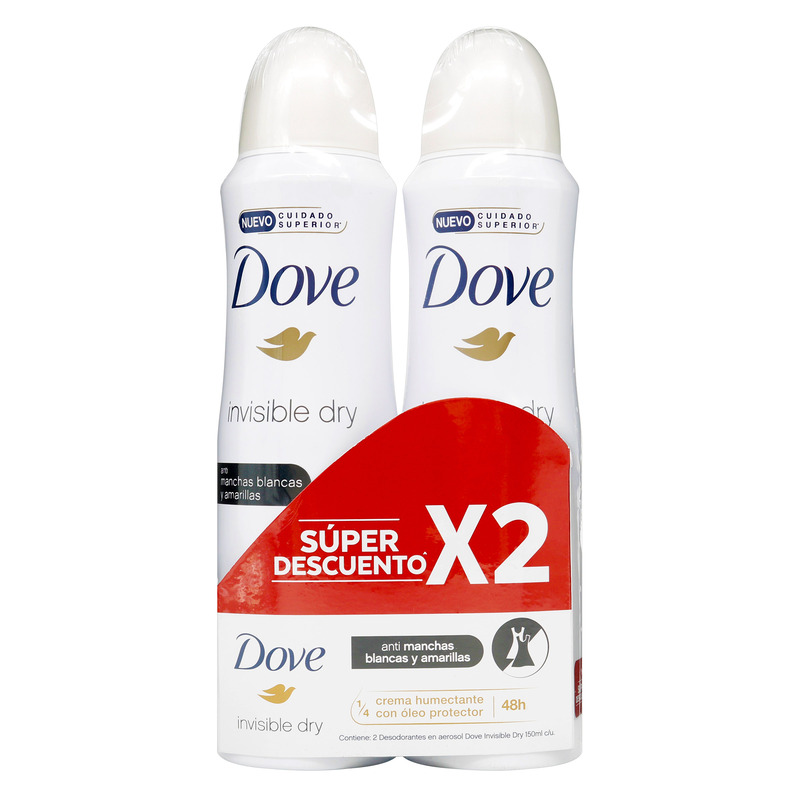 2 Desodorante Dove Aerosol Invisible Dry 89 gr Precio Especial