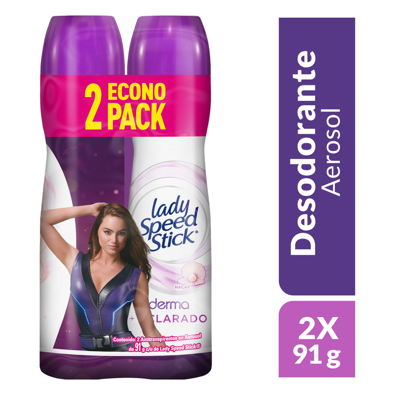 2 Desodorante Lady Spray Derma Aclarado 91gr Pack