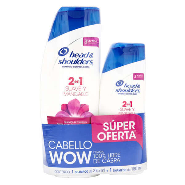 Champu Head Shoulders 2 en 1 Suave y Manejable 375 + 180 Ml Precio Especial
