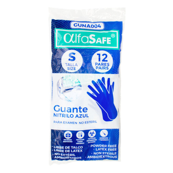 Guantes Nit.Alfasafe Azul Talla S 12 Unidades