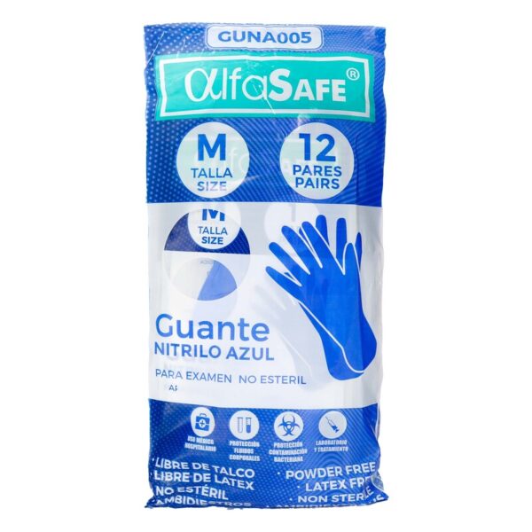 Guantes Nit.Alfasafe Azul Talla M 12 Unidades