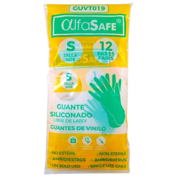 Guantes Alfasafe Vinilo Talla S 12 Unidades