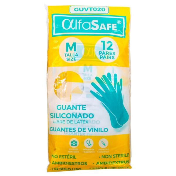 Guantes Alfasafe Vinilo Talla M 12 Unidades