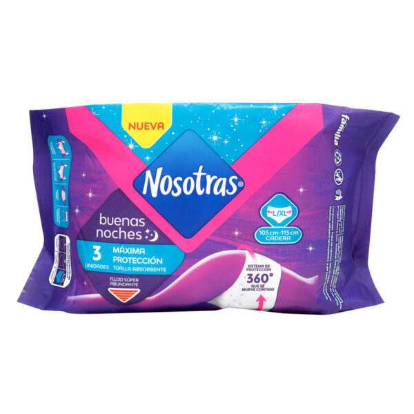 Toalla Nosotras Buenas Noches Maxi Proteccion Talla L 3 Unidades