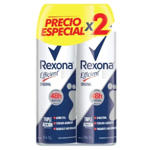 2 Talco Rexona Efficient Original Spray 210 Ml Precio Especial