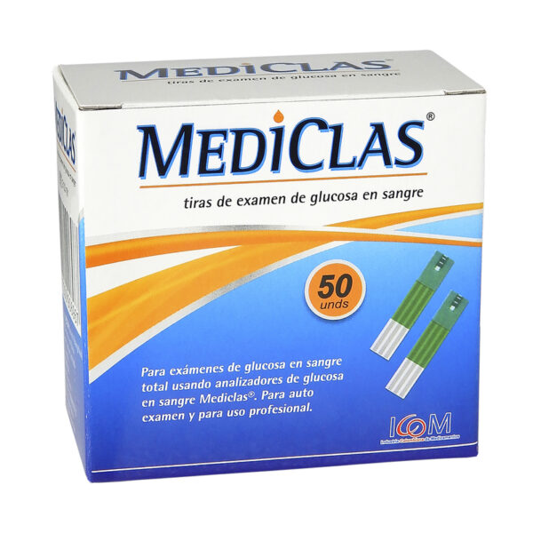 Tiras Reactivas Glucometria Mediclas 50 Unidades Icom