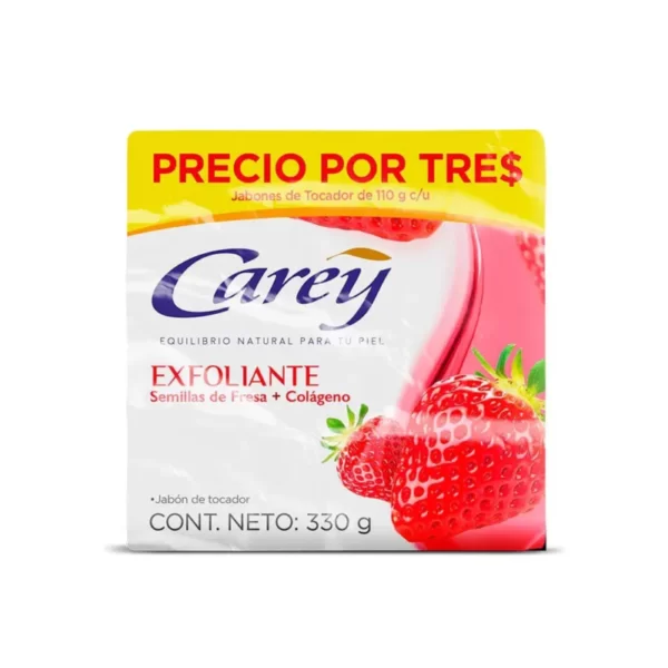 3 Jabon Carey Semillas Fresa Colageno 110gr