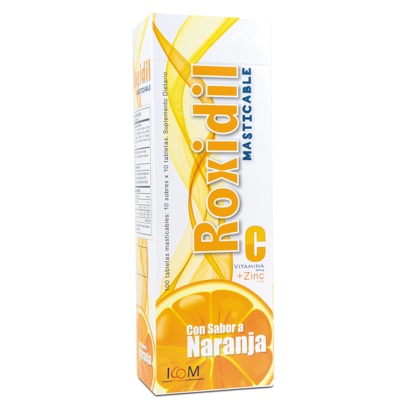 Roxidil Vitamina C Masticable Naranja 500 Mg 100 Tabletas Icom