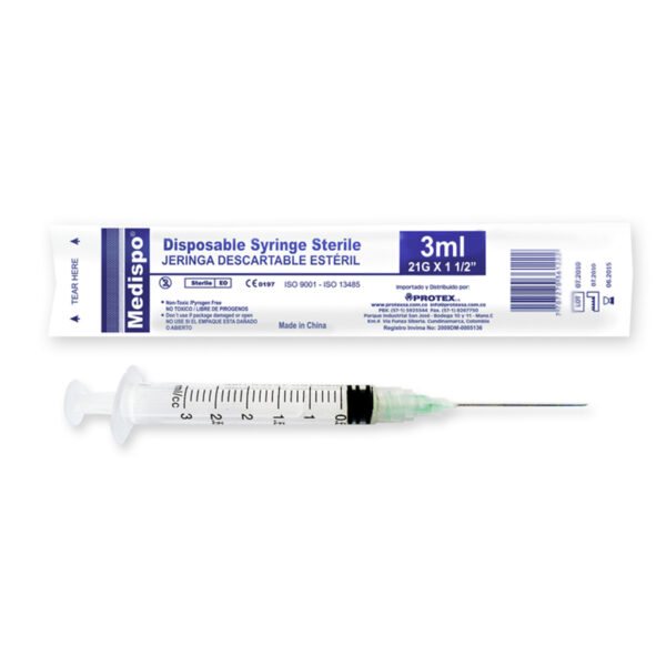 Jeringa Medispo 3p 3 Ml 21x1.1/2 100 Unidades