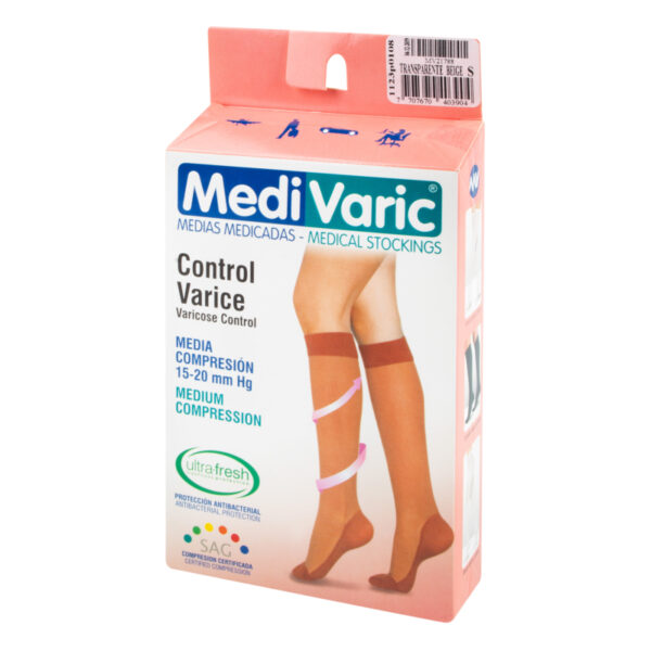 Media Medivaric Hasta la Rodilla Talla S Beige Media Compresion Nti