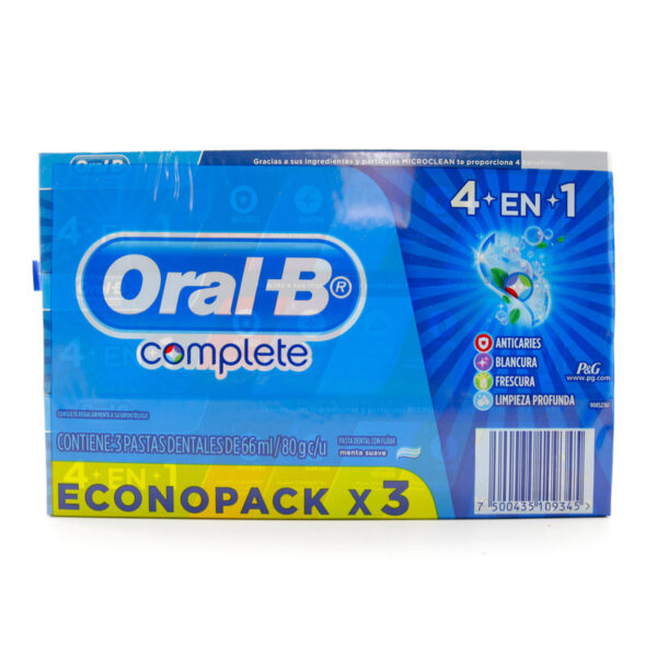 Crema Oral B Complete Blue 4 en 1 Econo Pack X 3