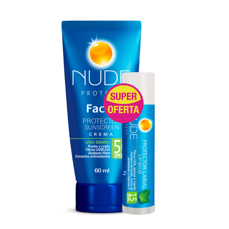 Protector Nude Facial Spf 50 60 Ml Gratis Protector Labial