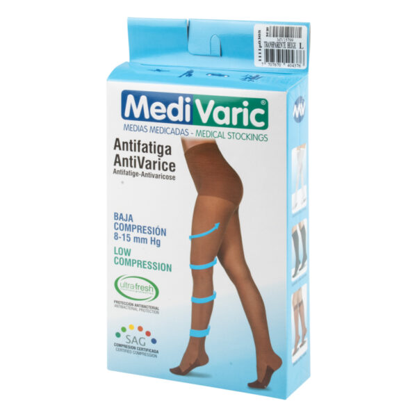 Media Medivaric Hasta la Cadera Talla L Beige Baja Compresion Nti
