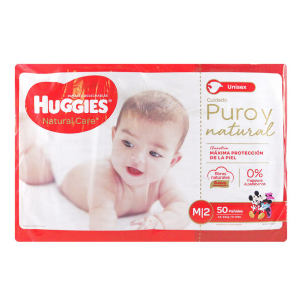 Pañal Huggies Natural Care Unisex Medio Etapa 2 50 Unidades