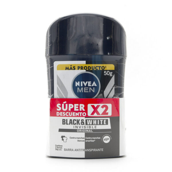 2 Desodorante Nivea Barra Black White Hombre 50gr Super Oferta