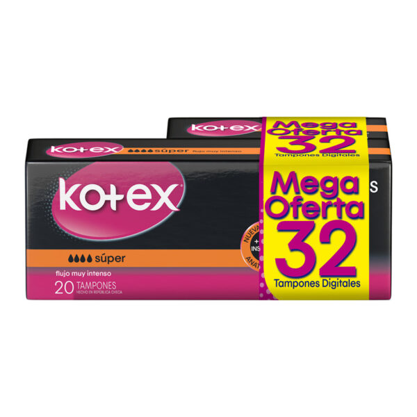 Tampones Kotex Ev.Digital Super 20 Unidades + 12 Medio Oferta