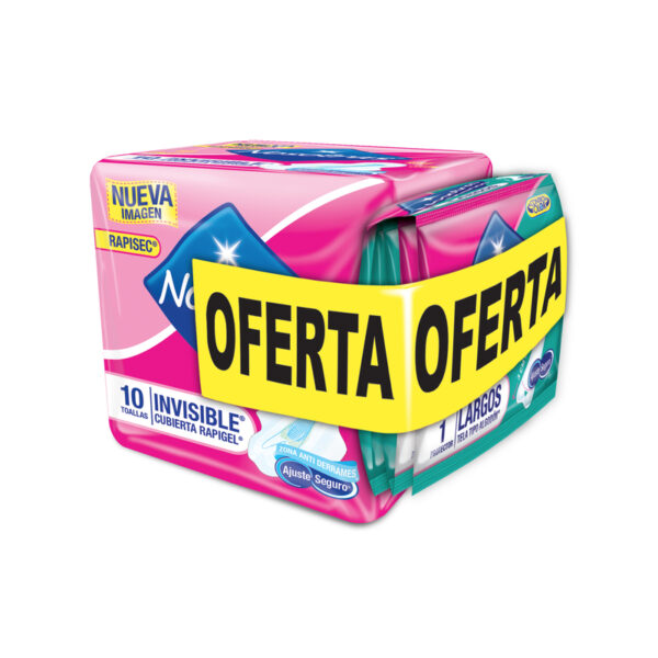 Toallas Nosotras Invisible Rapigel 10 Unidades + 5 Protectores Largos
