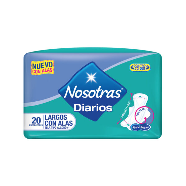 Protectores Nosotras Diarios Largos Con Alas 20 Unidades