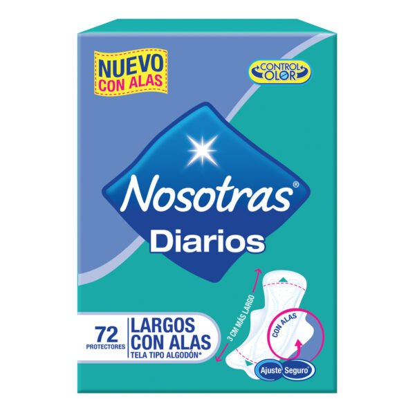 Protectores Nosotras Diarios Largos Con Alas 72 Unidades