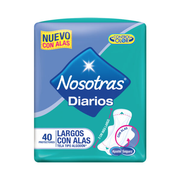 Protectores Nosotras Diarios Largos Con Alas 40 Unidades